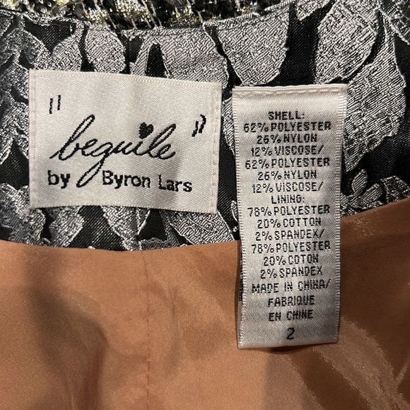 Host Pick❣️Beguile by Byron Lars Size 2 Black/Tan Pieced Brocade LBD - Picture 14 of 15